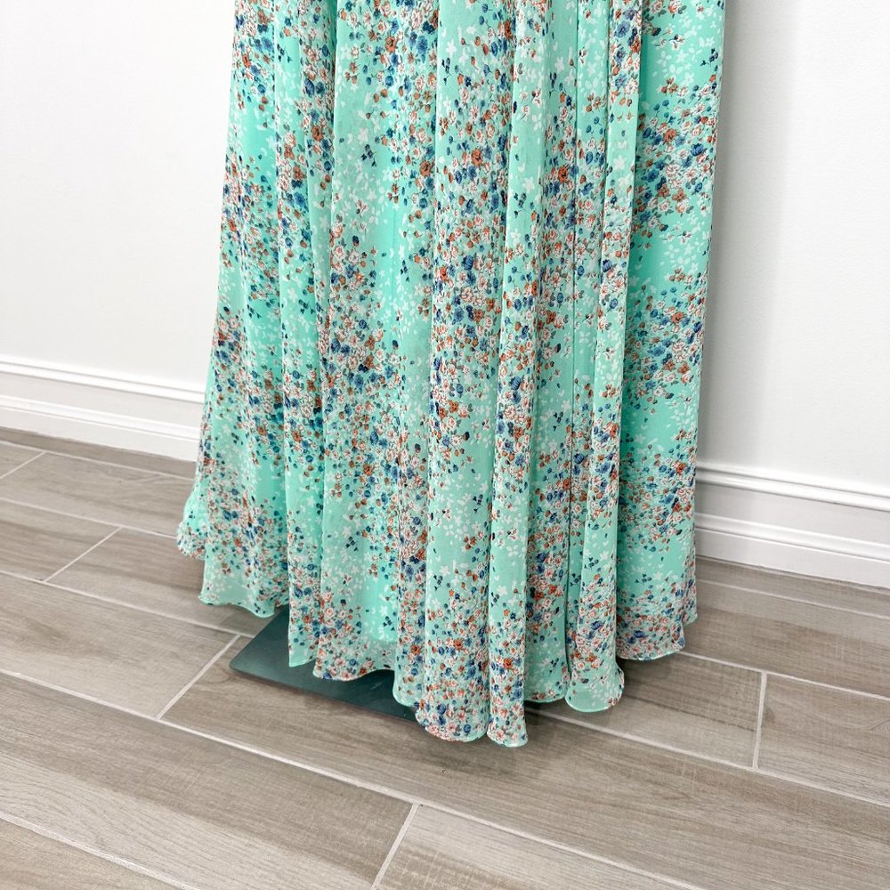 Allure Bridals Strapless Pleated Sweetheart Flowy Floral Print Bridesmaids Dress - Picture 14 of 16